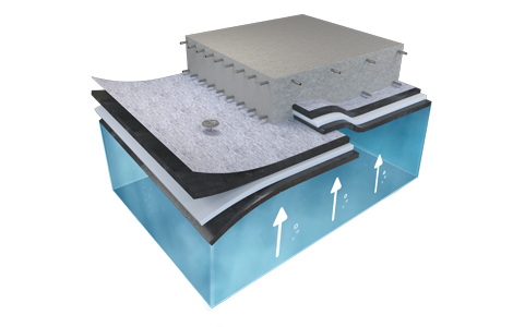 Render of below-grade waterproofing system.