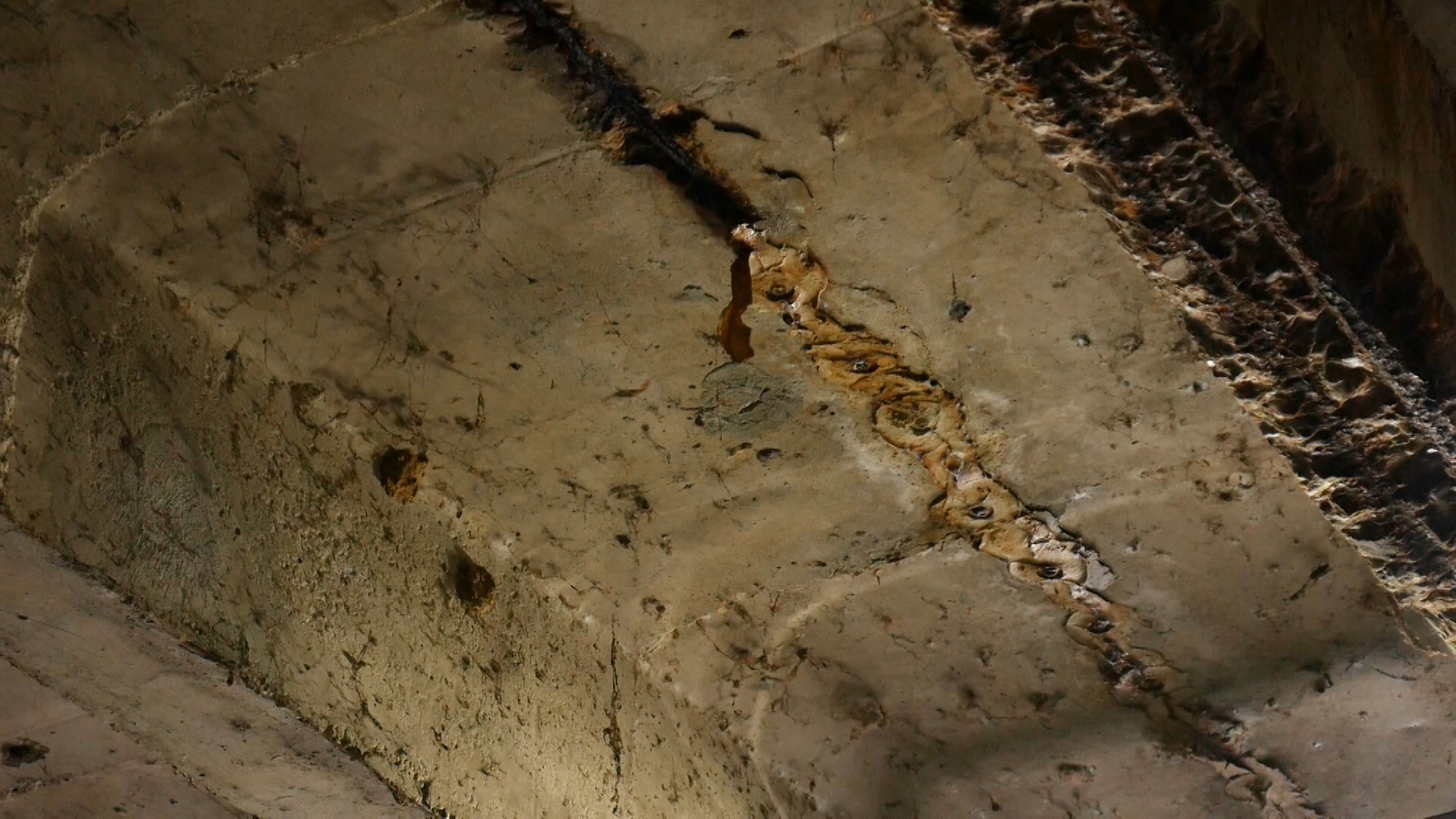 Leaking ceiling of parking garage.